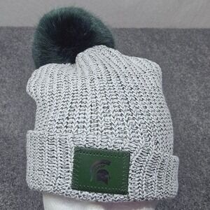 Love Your Melon Michigan State Spartans Pom Beanie Green White Knit Hat USA